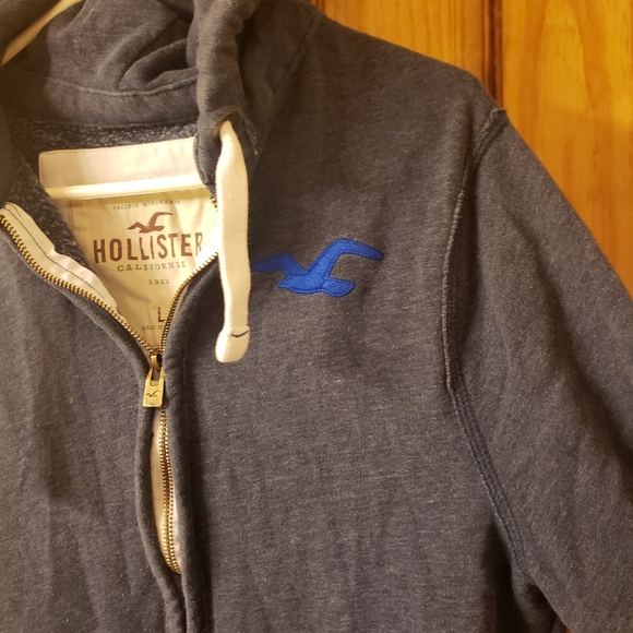 Hollister Zip-up Hoodie-dark gray/blue - Picture 2 of 5
